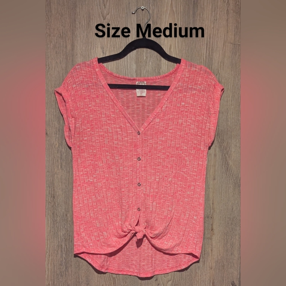 Women's Pink Button-Front Top